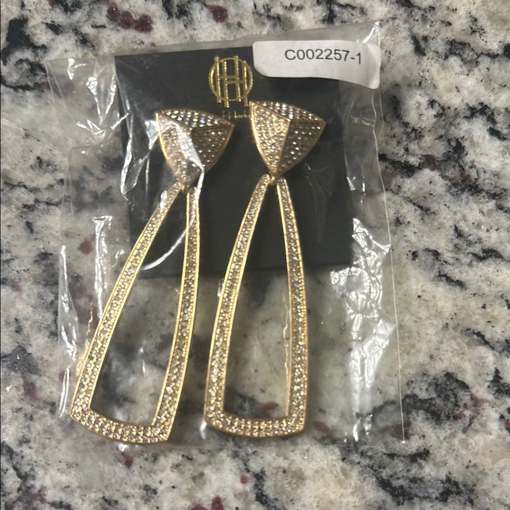 House of Harlow Gold Geometric Drop Earrings